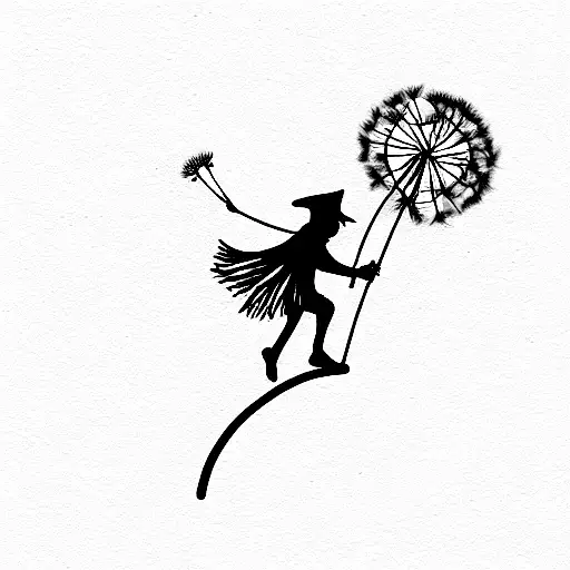 Garden Elf Using A Dandelion As A Hang-glider