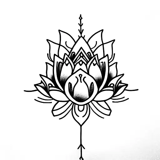 A Minimalist Tattoo Of A Lotus Flower With Kickboxing Gloves As Its Petals