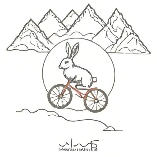 Rabbit On A Unicycle Surrounded By Mountain