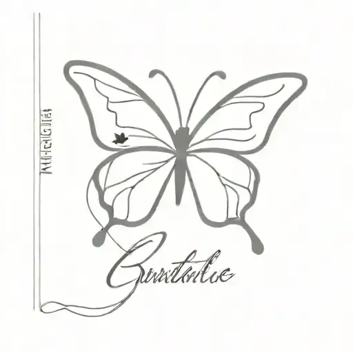 Single Line Butterfly With Name Written