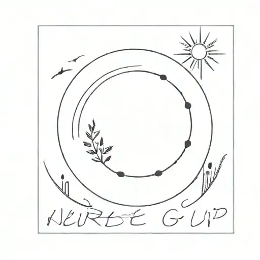 A Minimal Black Tatoo Design Sunrise About Never Giving Up With A Small Text Under It