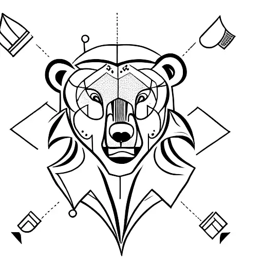 A Minimalist Tattoo Of A Bear Surrounded By Arrows
