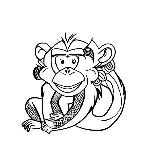 Monkey With E-shaped Tail