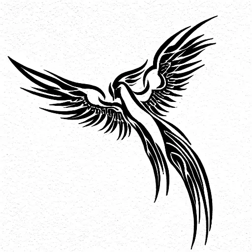 Phoenix In Dark Ball Of Fire