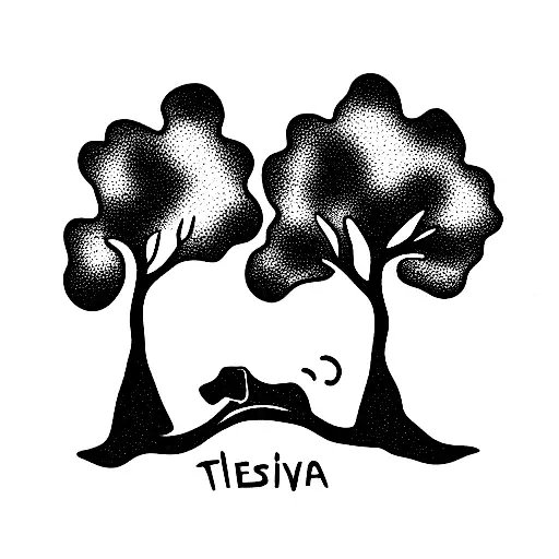 Dog Sleeping Under Tree