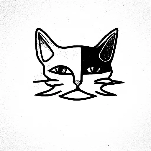 A Cat Head With Wild Flowers