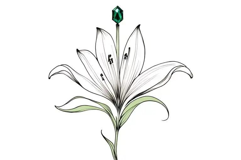 Lily Flower With Emerald Stone And Taurus Zodiac Sign Intertwined