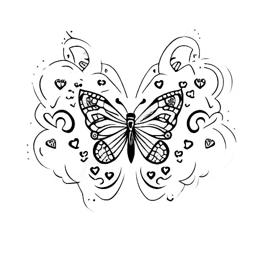 A Butterfly Made Of Love Hearts