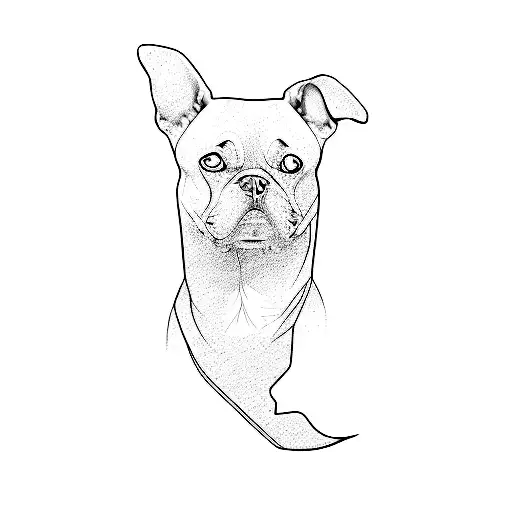 A Black And White Dog Outline