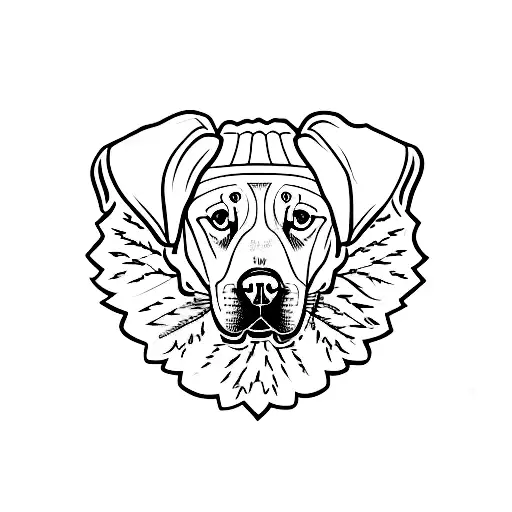 A Minimalist Tattoo Of A Labrador Dog Wearing A Toronto Maple Leafs Jersey