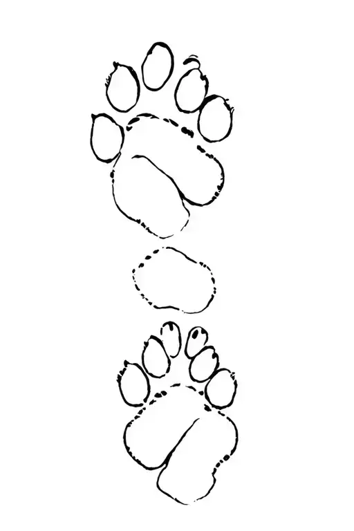 Paw Print And Foot Prints