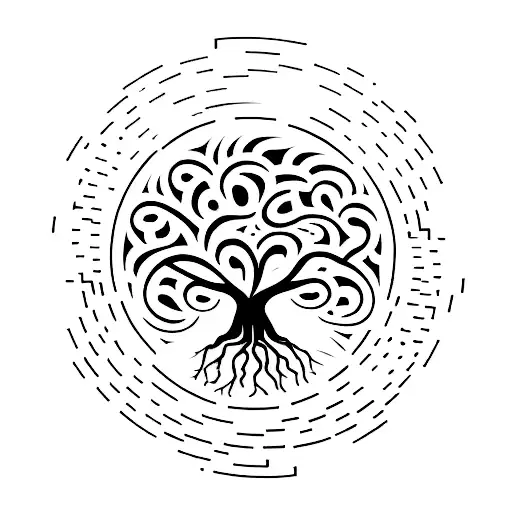 Text Art Is The Tree Of Life With A Tree Of Life Inverted At The Bottom