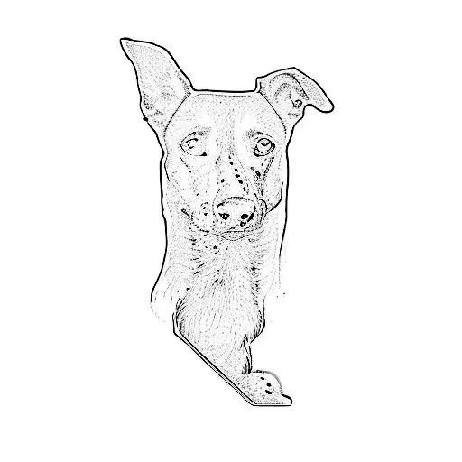 A Black And White Dog Outline