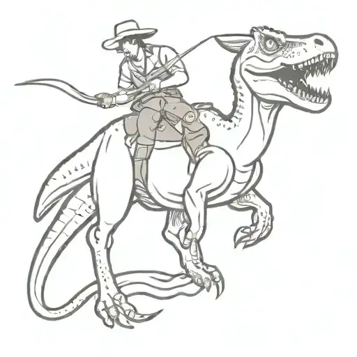 Dinosaur Cowboy Black Simple