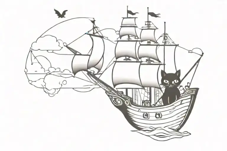 Black Cat On A Pirate Ship