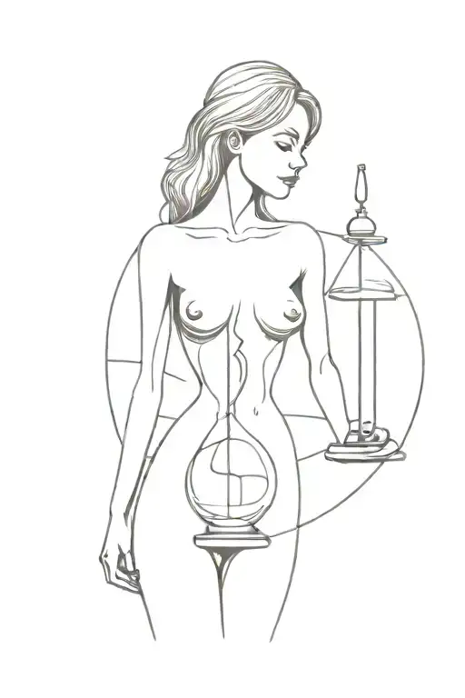 Woman Nude Silhouette Filled Hourglass