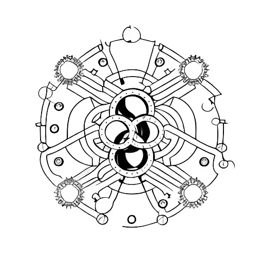 A Minimalist Tattoo Of A Crown Made Of Interconnected Gears
