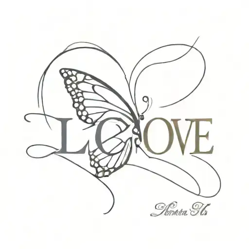 Butterfly Sitting On The Word Love On Left Side