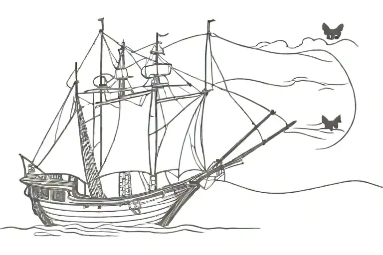 Black Cat On A Pirate Ship