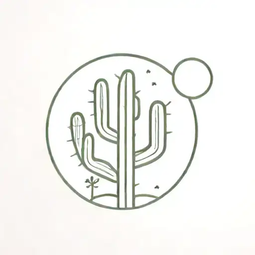 Cactus And Moon Surrounded