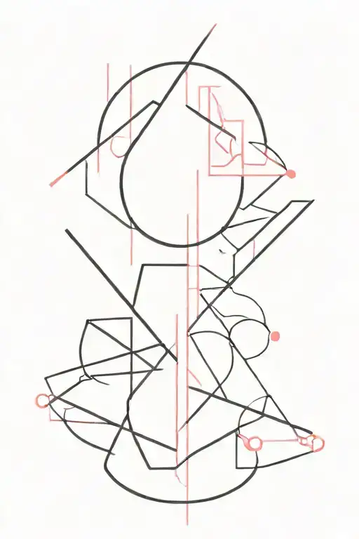 Line Sigilism Tattoo Black With Pink