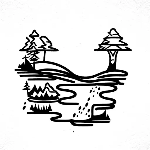 Natural Landscape With A Cascading Waterfall