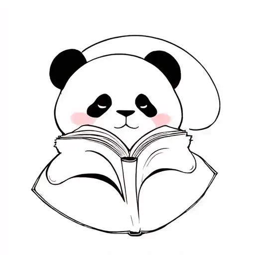 Panda Sleep While Reading Minimal Design