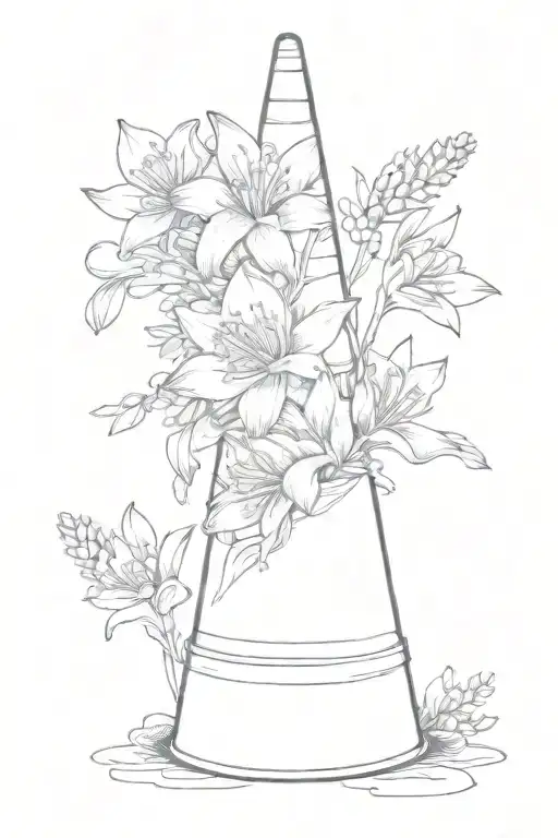 Traffic Cone With Narcissist Flowers