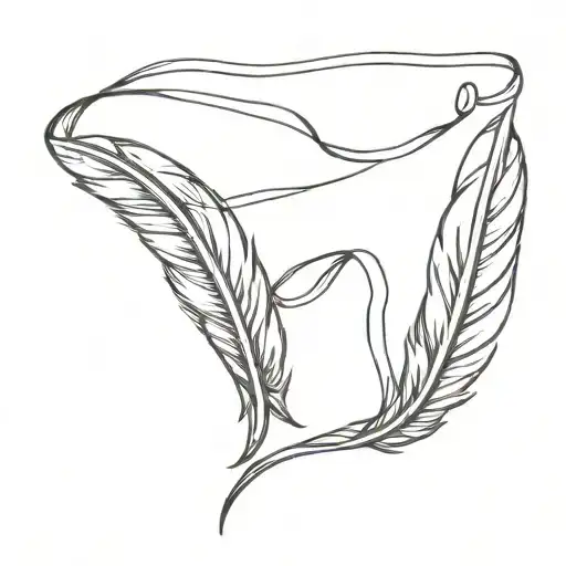 Two Feather Tied Together With A Ribbon