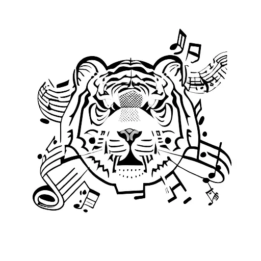 A Tiger Surrounded By Musical Notes