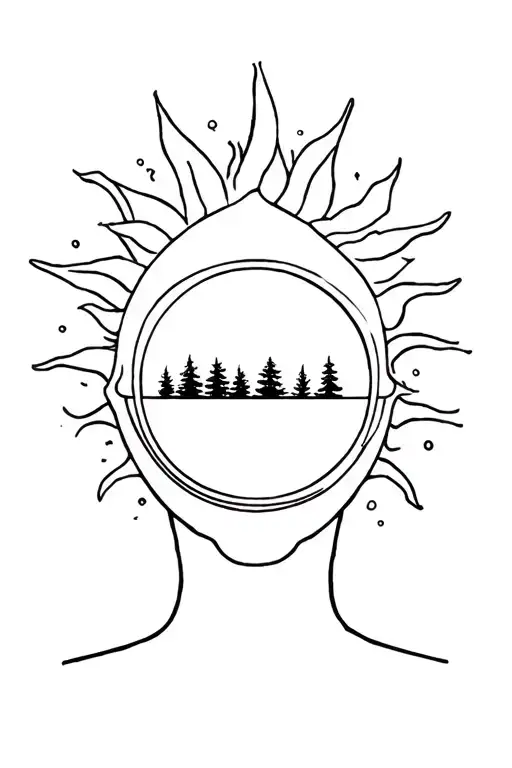 Sun Head With Trees Looking Through Lens