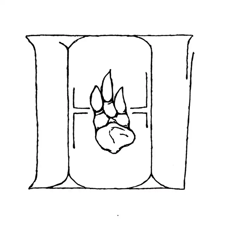 Dog's Paw With Letter H Incorporated In Homage