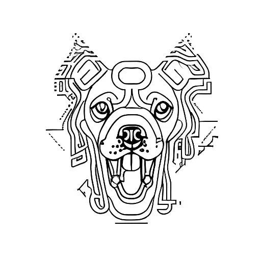 A Minimalist Tattoo Of A Dog Silhouette Composed Of Coding Symbols