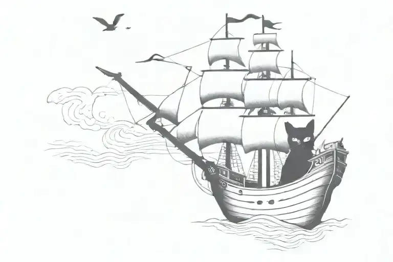 Black Cat On A Pirate Ship