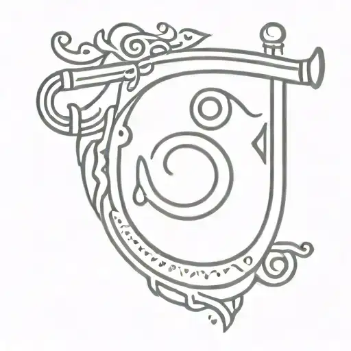 Krishna Flute And Om Symbol