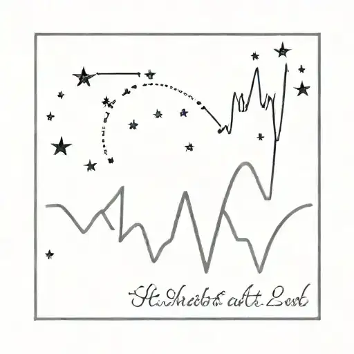 Heartbeat Line With Date And Stars