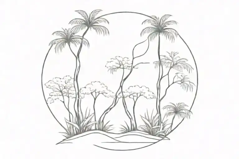 Jungle Tree Background Black And White