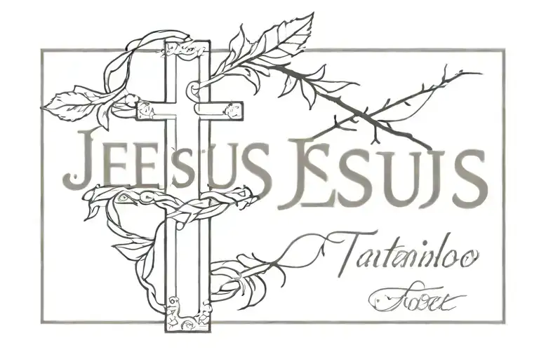 Jesus Cross Tatto With Name And Date Tattoo On A Forearm