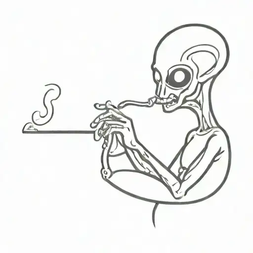 Alien Smoking A Pipe