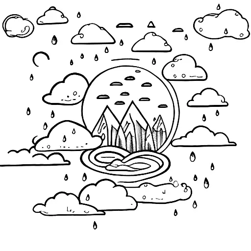 Tattoo Sketch Of Rain And Clouds But More Abstract
