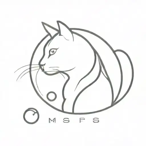 Cat Silhouette With A Logo Made Up Of Letters M And S