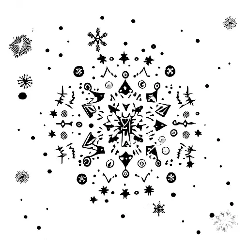 A Night Sky With Stars And A Moon With Falling Snowflakes