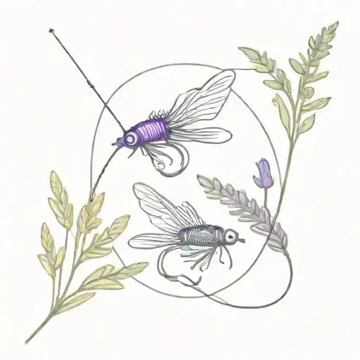Fly Fishing Flies And Lavender
