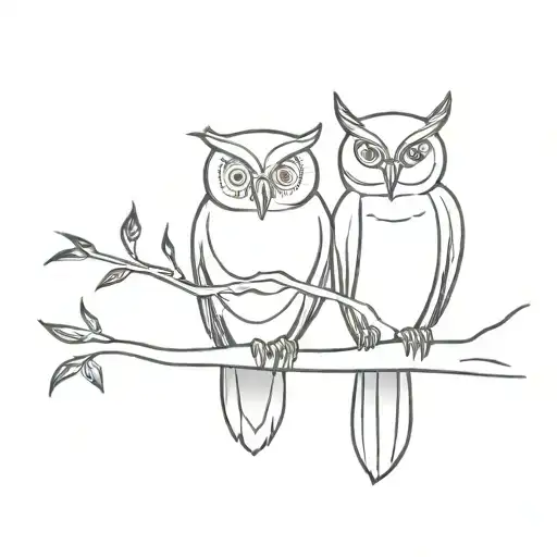 Owl And Cardinal Sitting On A Branch