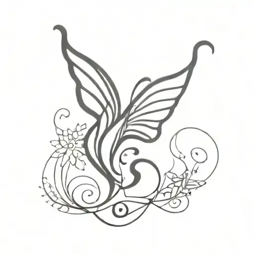 A Minimalist Tattoo Design Of A Music Note Intertwined With A Butterfly Wing