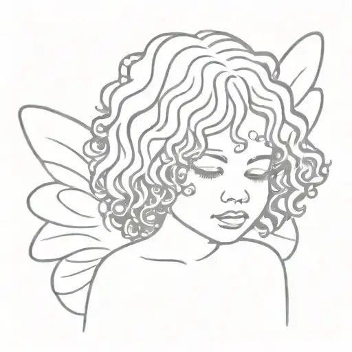Curly Haired Black Little Girl With Angel Wings