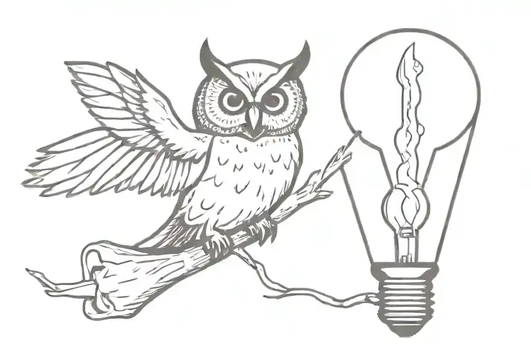 An Owl Flying Holding A Light Bulb