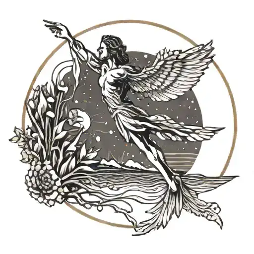 Icarus Flying Above Or Towards The Sun And His Fall Below Memento Vivere