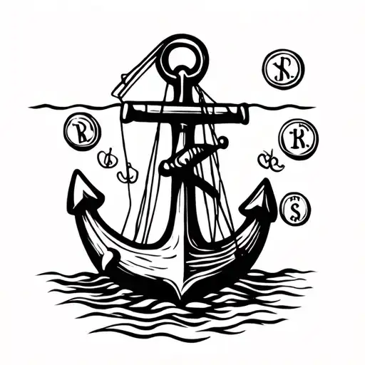 Anchor And Coins From Pirate Ship