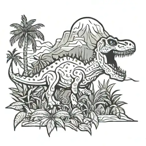 Dinosaur In Jungle Background